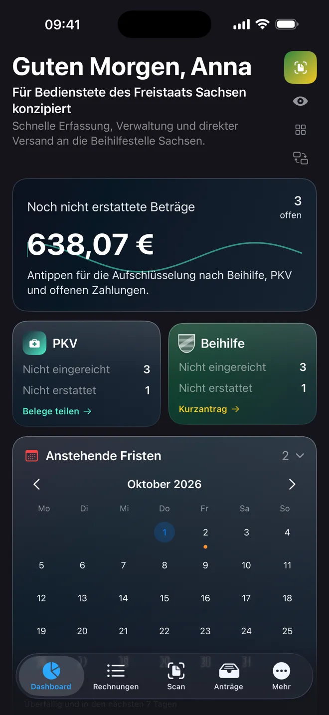 Übersicht: noch zu erstattende Beträge