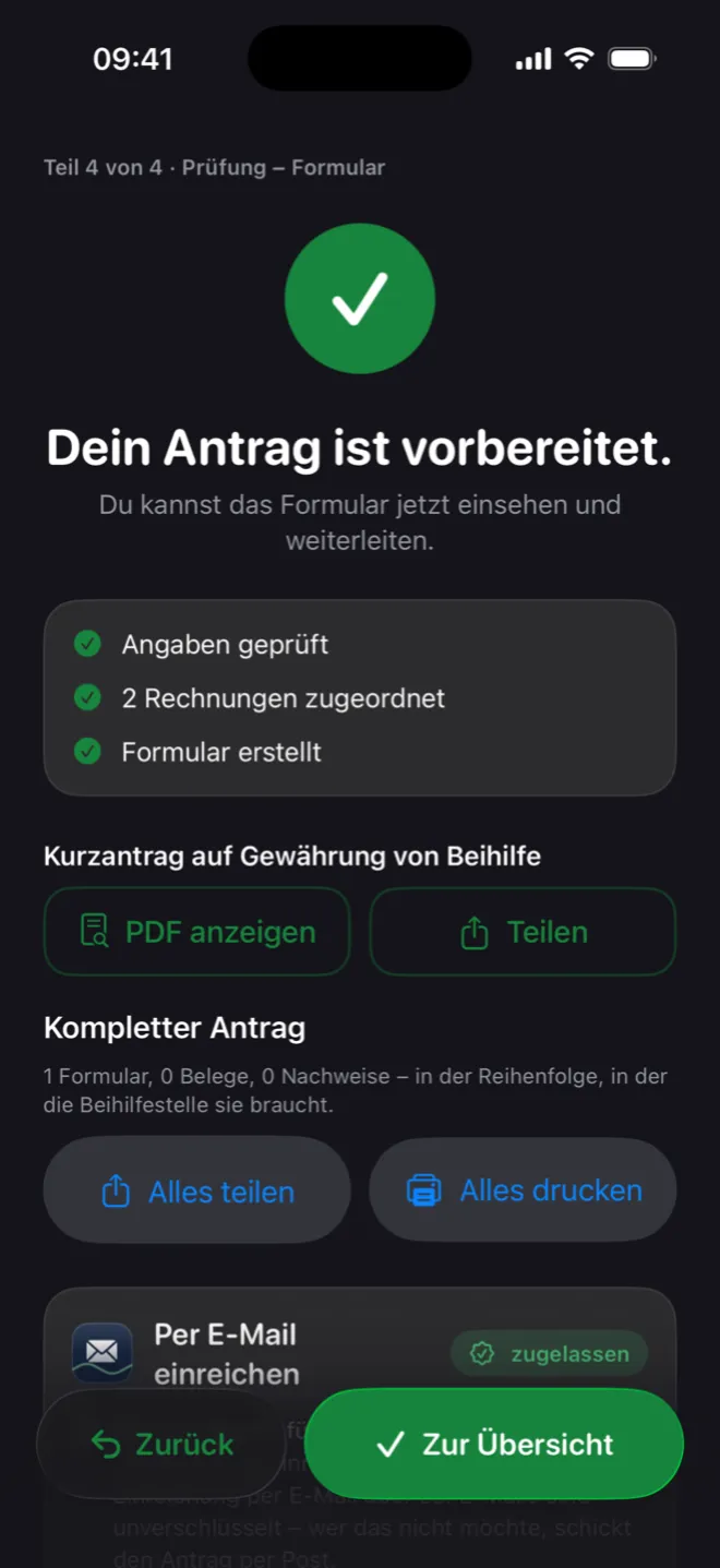 Antrag vorbereitet