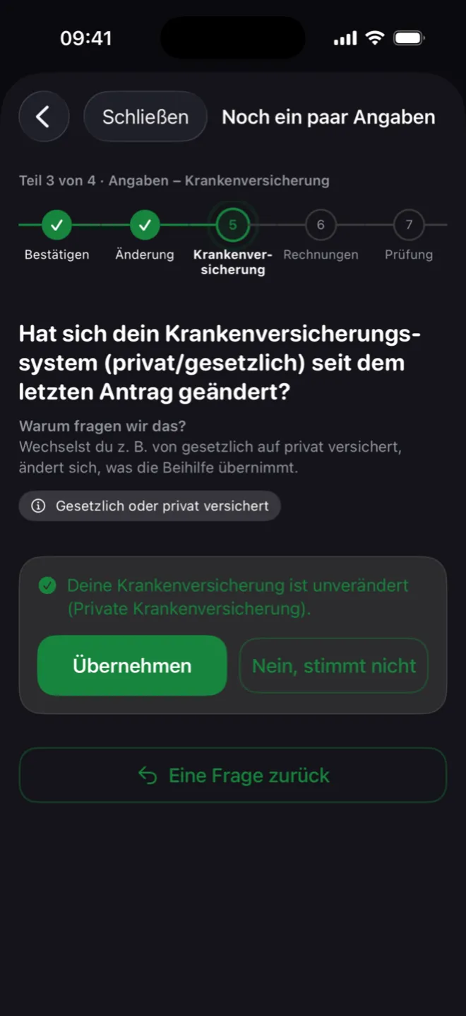 Frage mit Vorschlag zum Bestätigen